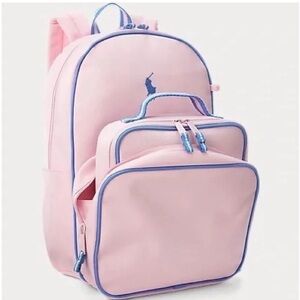 Ralph Lauren Girls Classical Oxford Backpack with Lunch Tote Set. New w/Tags